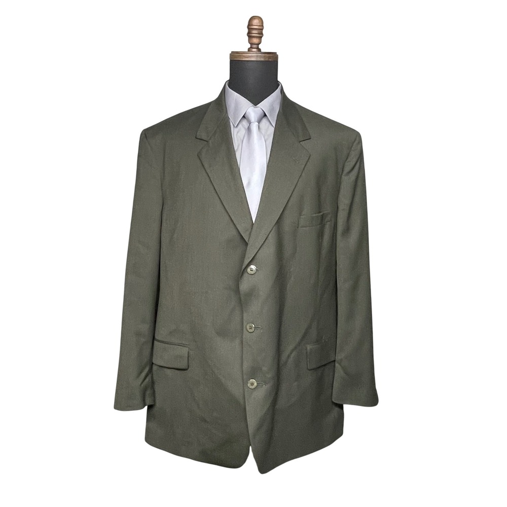Barrington Suit Jacket Men 50L Olive Green Big/Tall 100% Wool 3-Button Classic